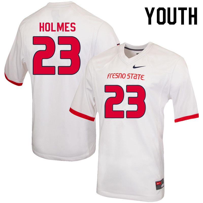 Youth #23 Jacob Holmes Fresno State Bulldogs College Football Jerseys Sale-White - Click Image to Close